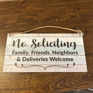 Rustic No Soliciting Sign - Cream and Brown